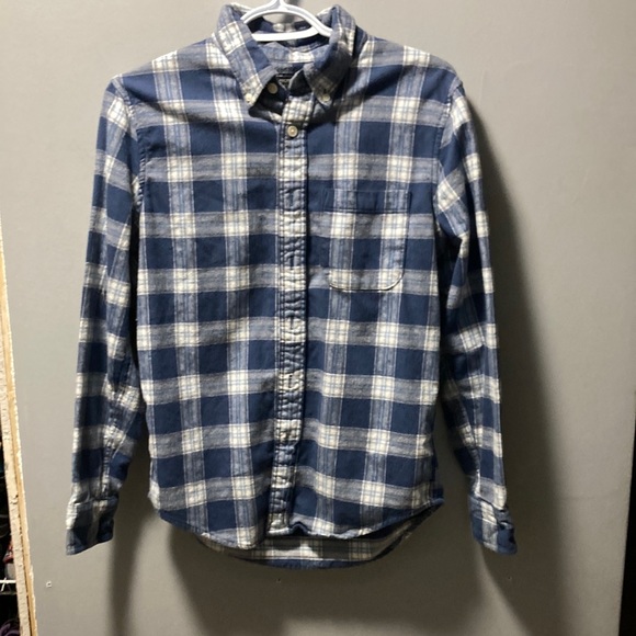 Abercrombie& Fitch blue and white checker long sleeve shirt - Picture 1 of 3